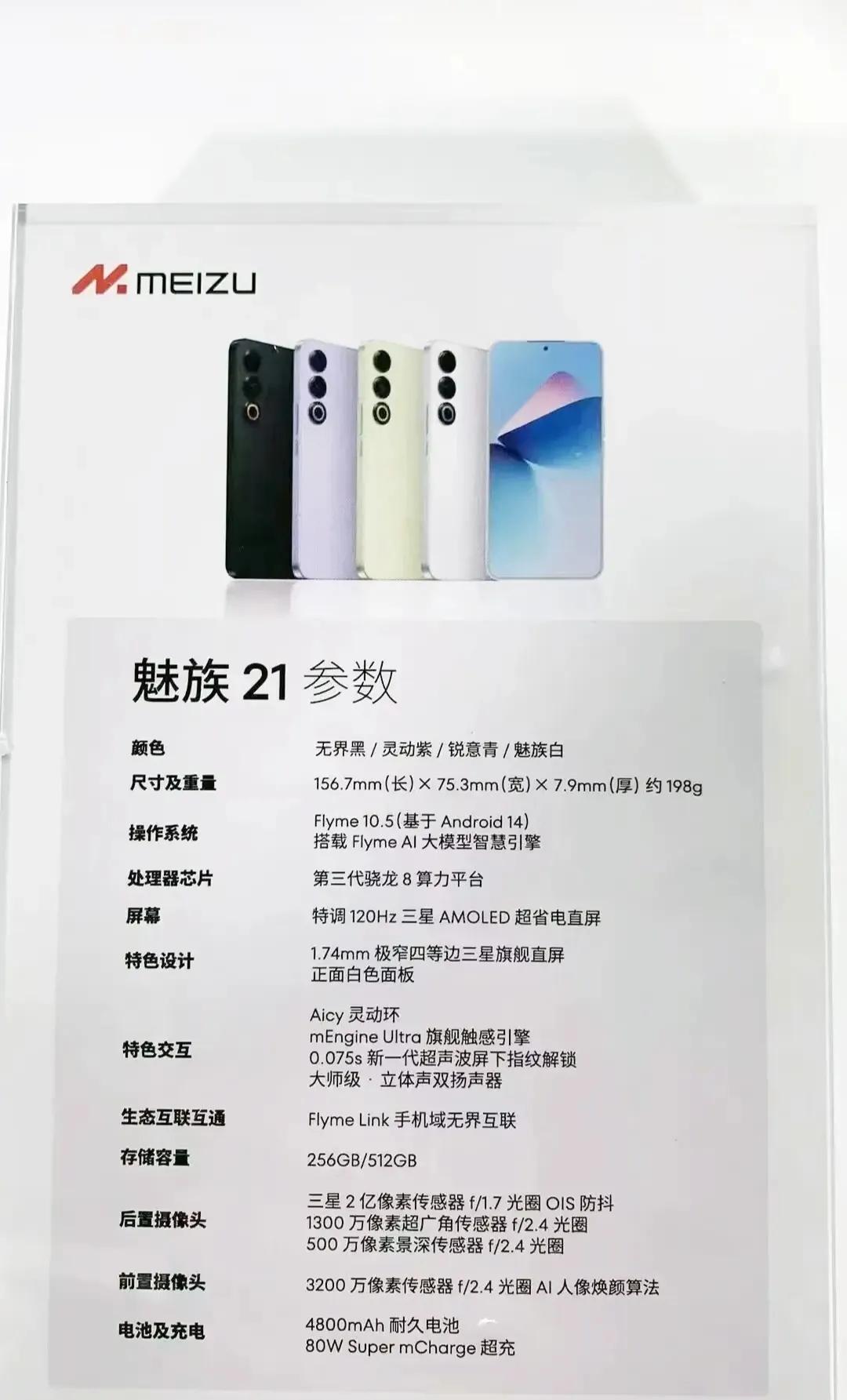 魅族21参数来了，至于香不香值不值，一切得看价格，基于20系列价格预测，可能是3