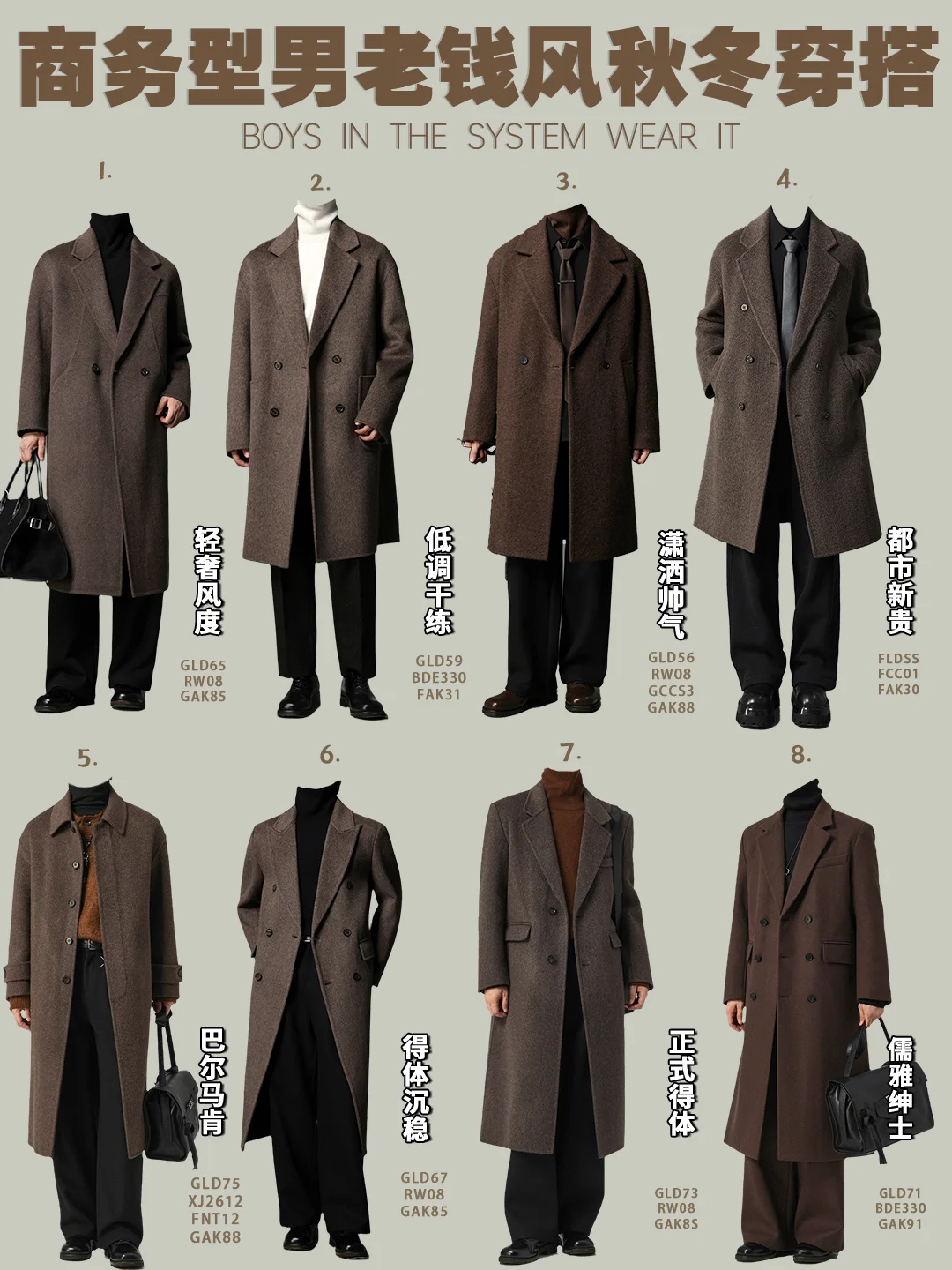 商务型男必看秋冬高级感老钱风大衣穿搭