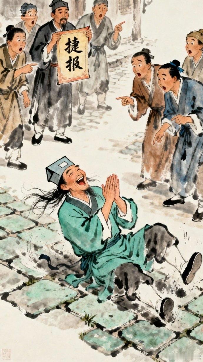 痴迷功名：从20岁到54岁屡试不第，仍将科举视为唯一出路，中举后喜极而疯，高呼“