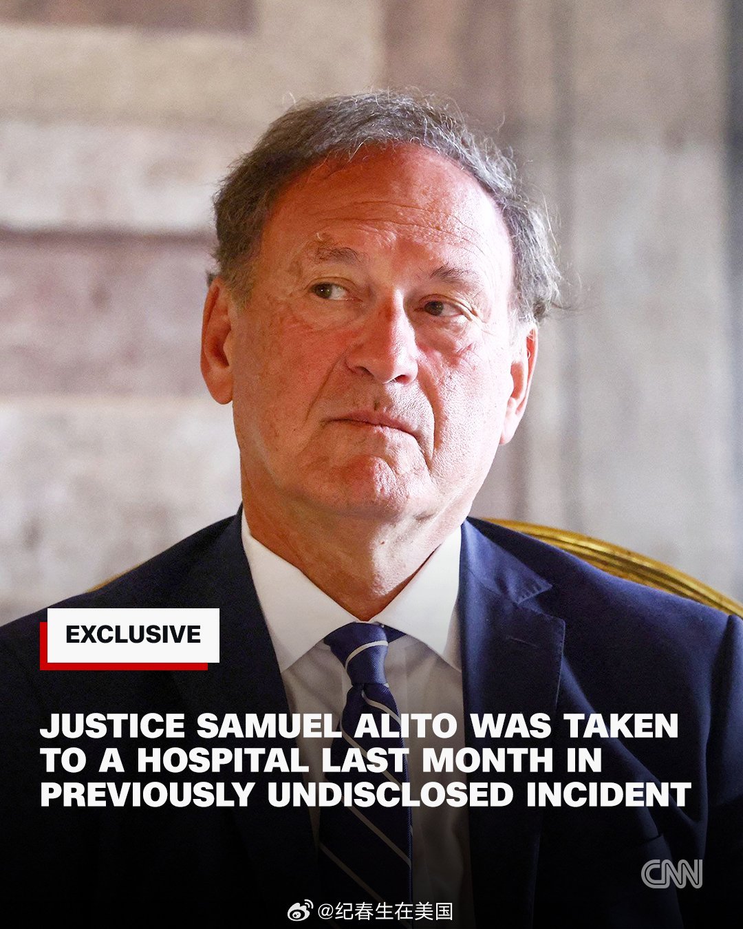 CNN：最高法院大法官Samuel Alito在上个月3月20日费城举行的一场联