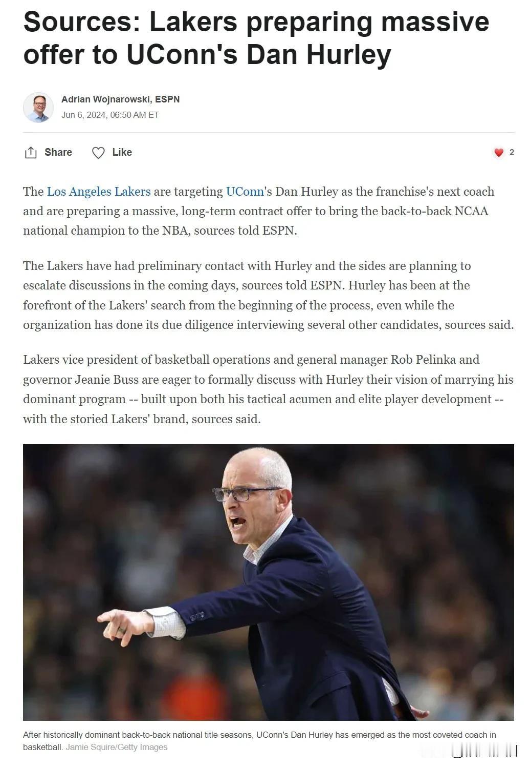 Wow，湖人主帅位置悬而未决，有关雷迪克的讨论持续已久，结果沃神刚才突然爆出消息
