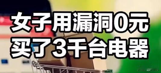 太狠了！一女子用几乎0元购的方式，在某电商平台上买了3000多台电器！
之前还一