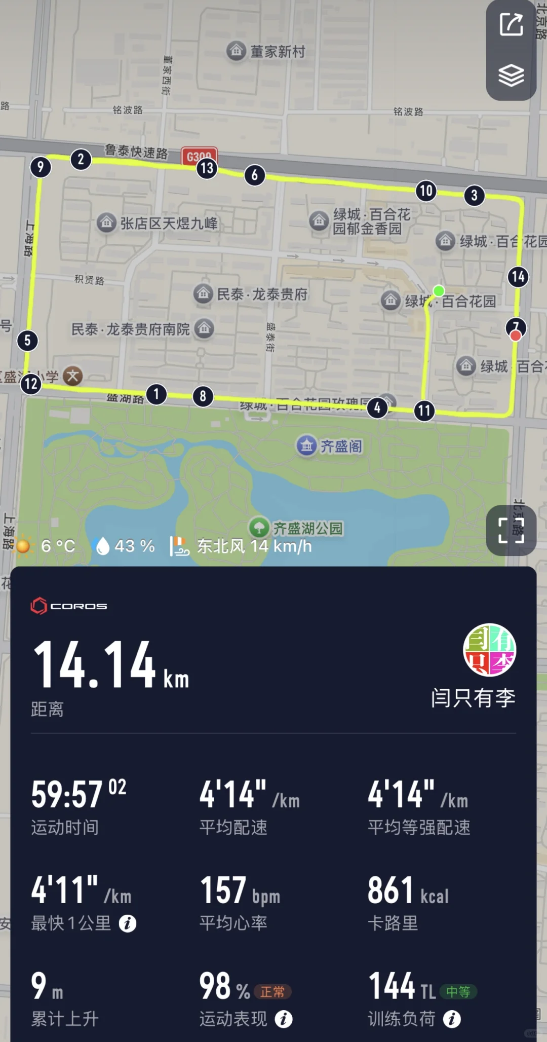 今天训练重点，节奏跑。