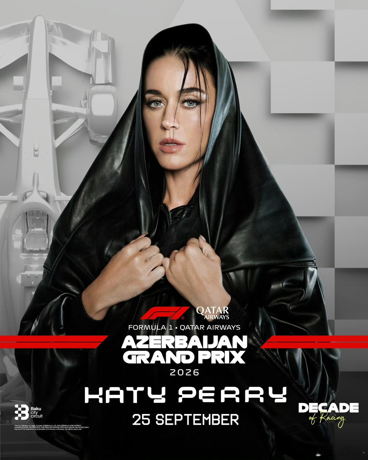 水果姐Katy Perry官宣将于9月25日亮相F1阿塞拜疆巴库大奖赛带来表演！
