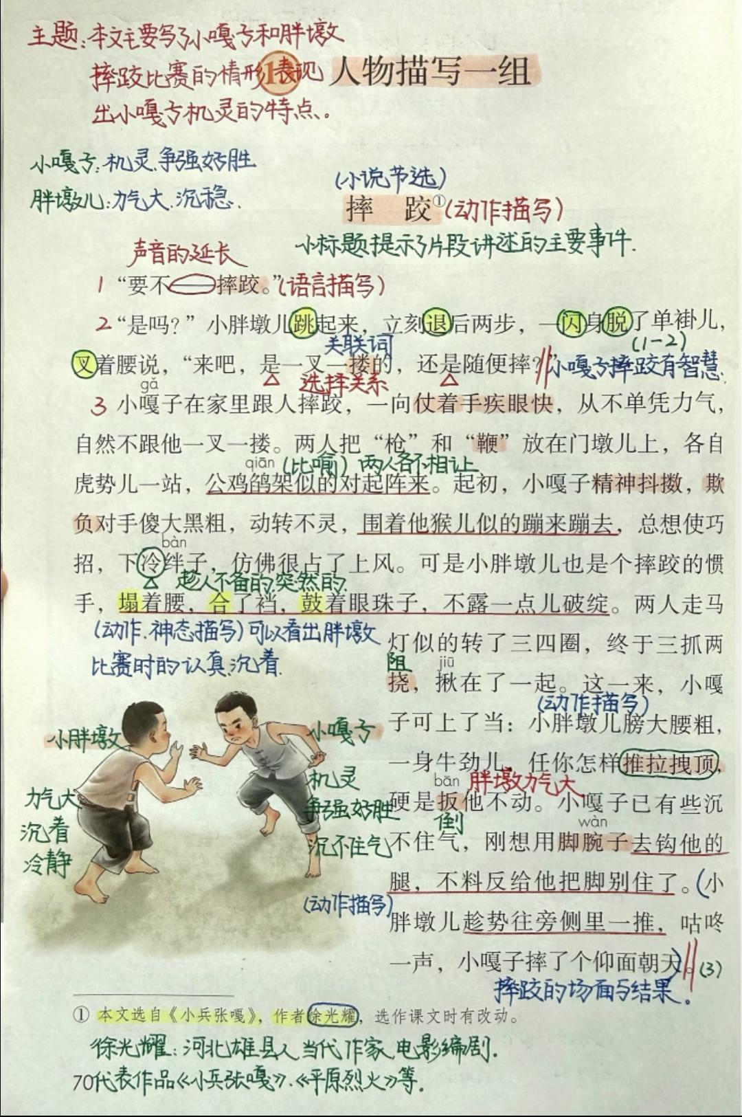 五年级下册语文，第13课《人物描写一组》课堂学习笔记，收藏备用五年级语文