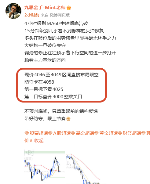 4049空单目前到了4026附近顺势拉出了230个点的利润空间跟上的朋友听指令把