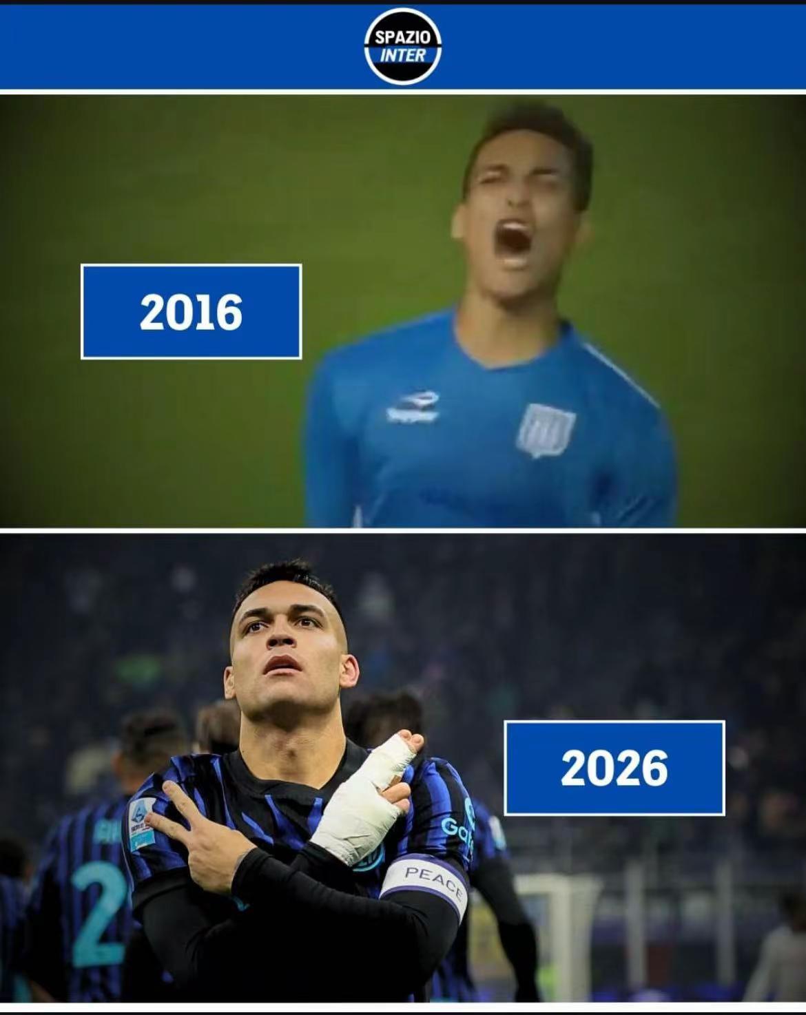 2016—2026，蓝黑将士的十年变化。国际米兰 劳塔罗