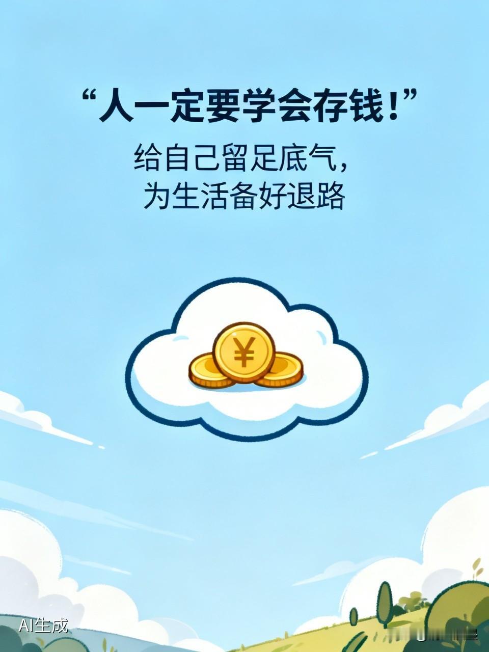 人一定要学会存钱！
 
人这一生，风雨难料，日子从不是永远一帆风顺。

学会存钱