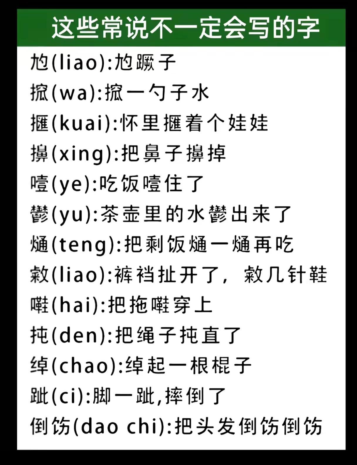 这些常说不一定会写的字