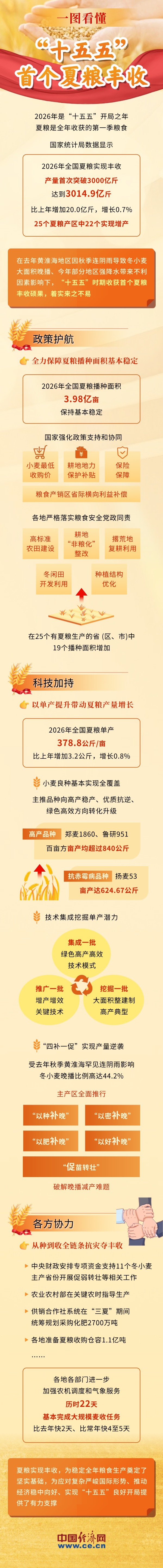 一图看懂“十五五”首个夏粮丰收 何以突破3000亿斤?