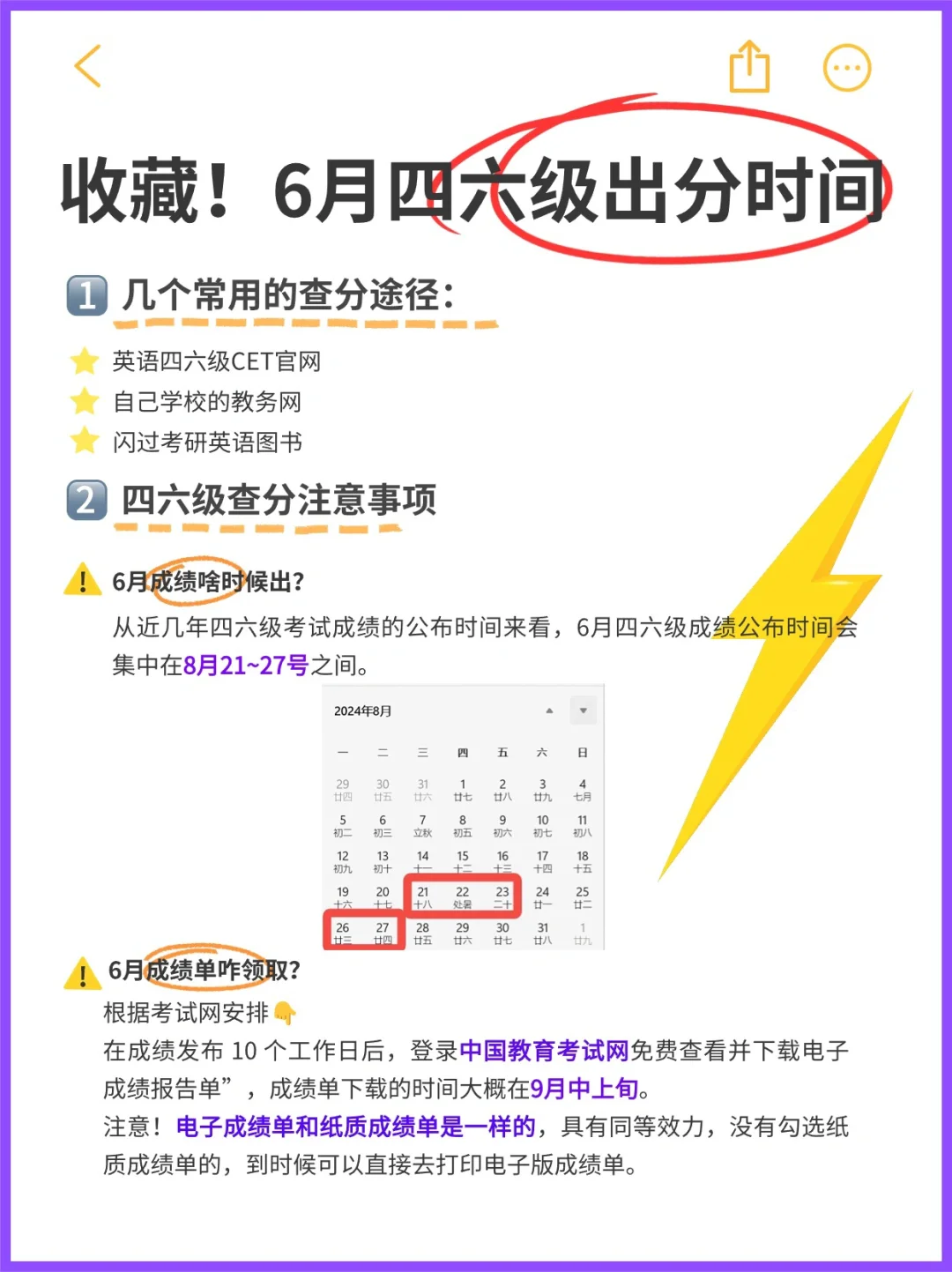 定了‼️6月四六级考试出分时间⚠️