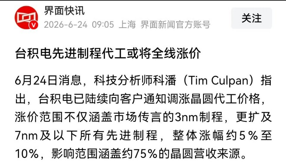 有的企业自研但是由台积电代工的芯片会受到影响吗？
