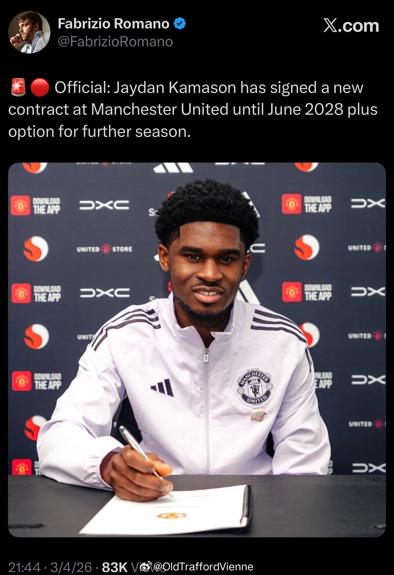 曼联青训小将签下新合约这是小将吧？我不太熟悉 