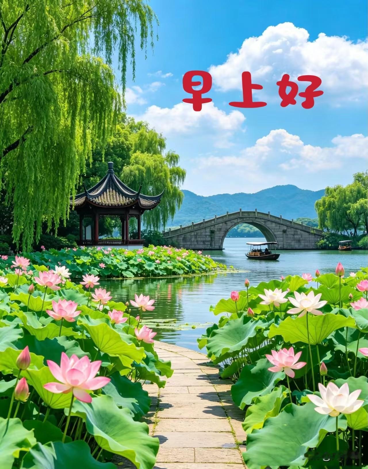 [心]早安心语[心]
晓色轻铺防城港，
潮声催起早霞光。
风牵岸柳摇清露，
浪拍
