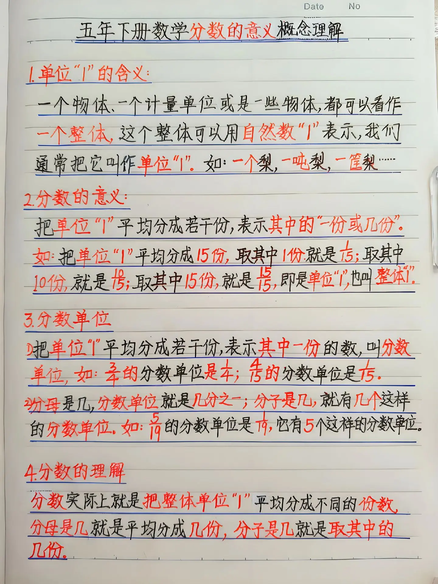 五年级下册数学：分数的意义与概念解析+分数易错题归纳解析，收藏起来让孩...