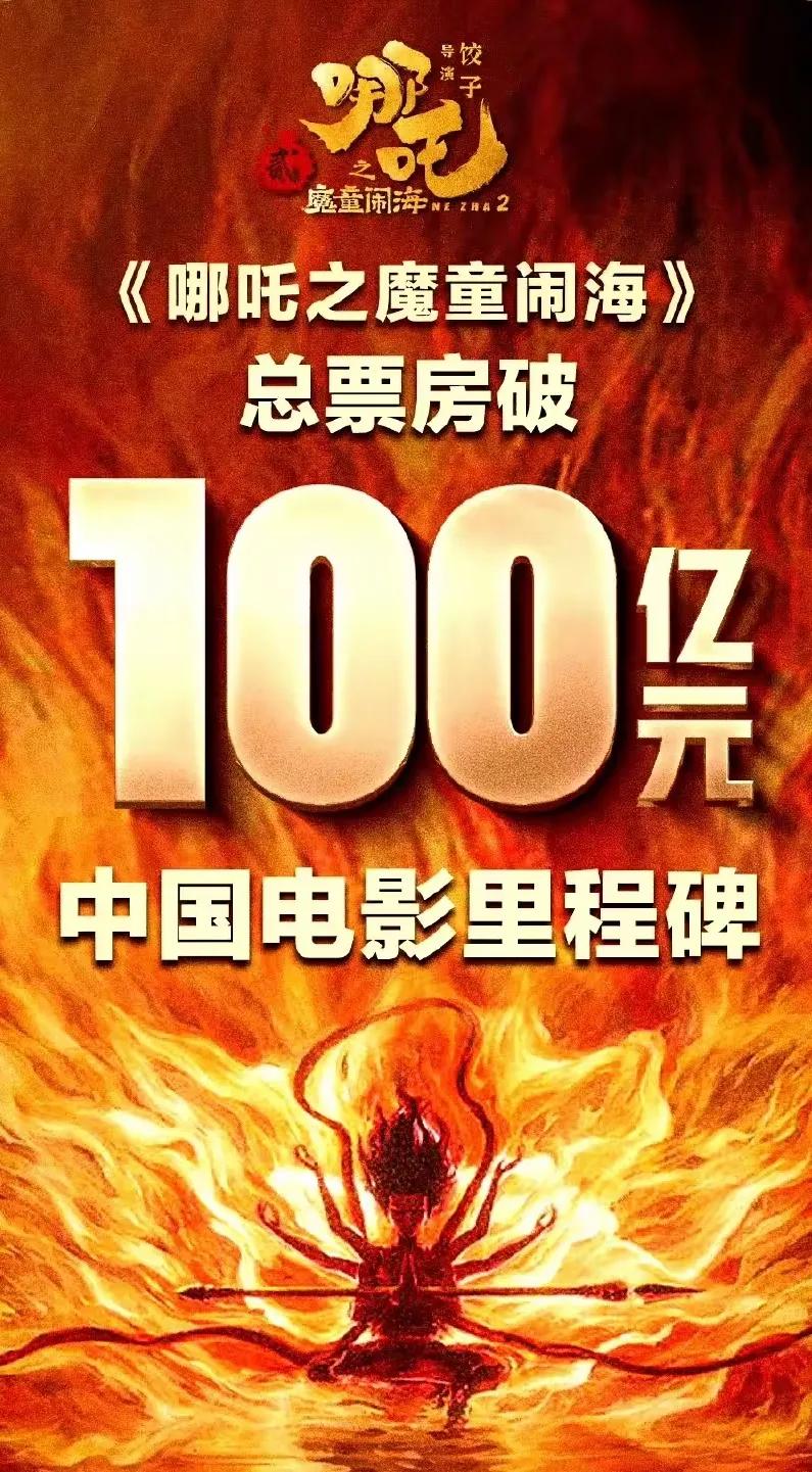 《哪吒2》的票房突破100亿，已跻身于全球影史票房排名前20，成为国产电影的首部