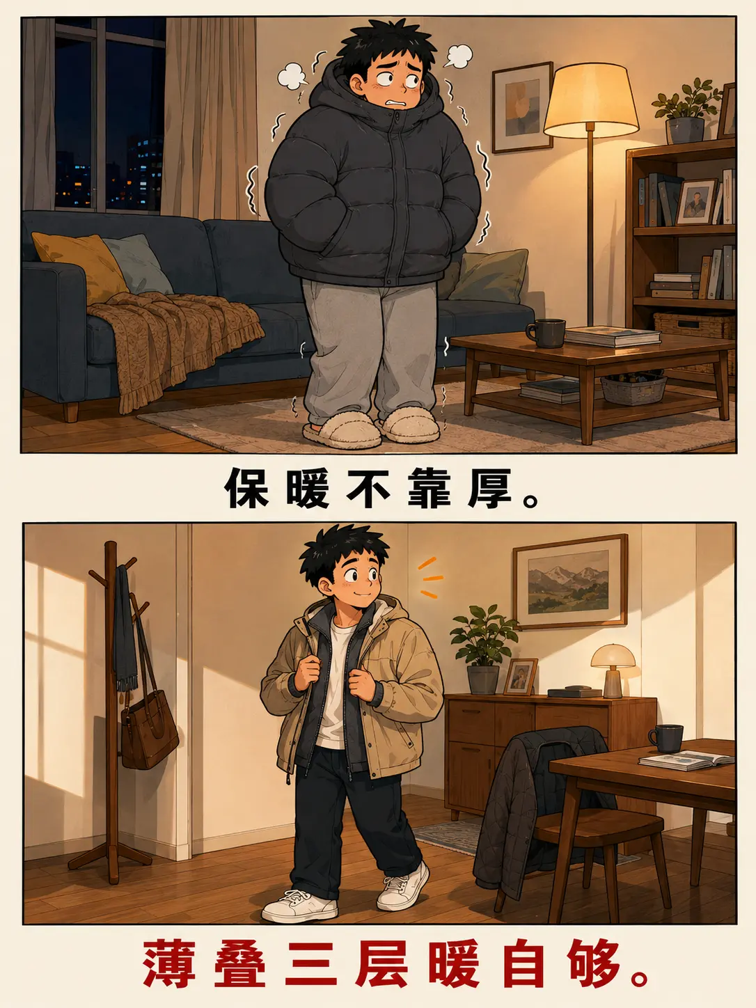早秋别急着穿厚，薄三层比厚一件暖。外套盖臀压个子、一身超过三色乱、降温...