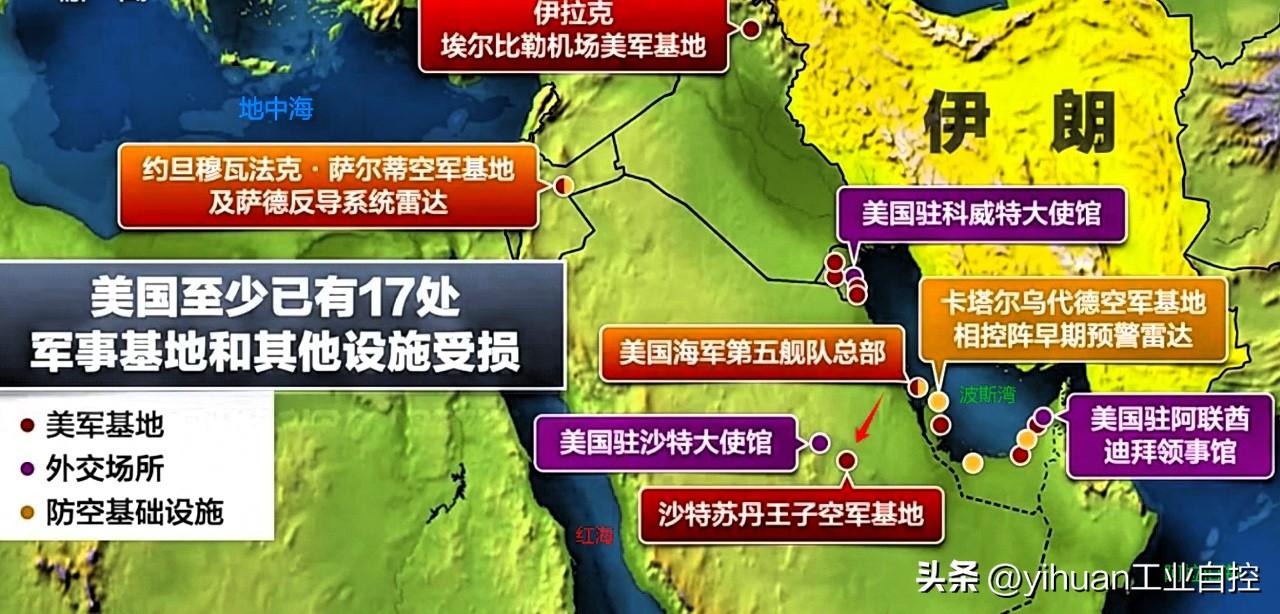 美媒WSJ周五（3月13日）报道：
    沙特苏丹王子空军基地在伊朗第43轮导