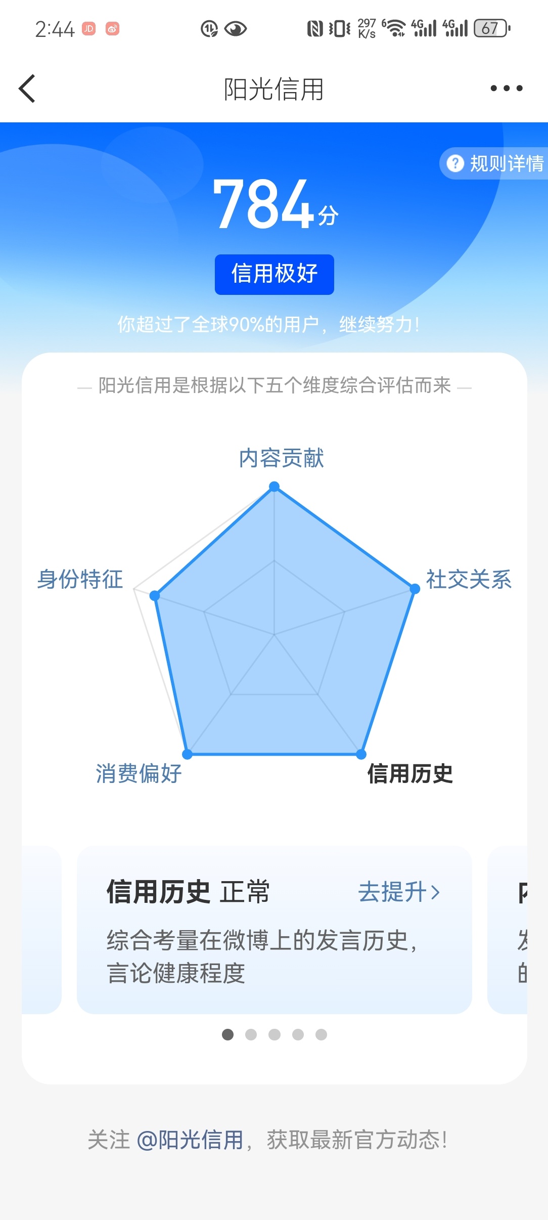 我需要用我伟大的阳光信用分干点什么 