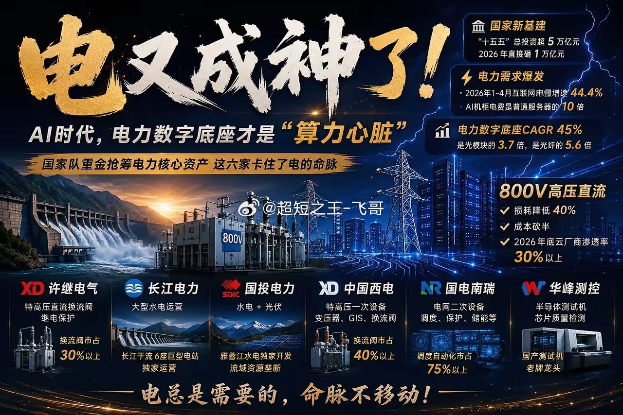 算力基建迎来质变！算电协同落地，电力成AI核心算力心脏算电协同纳入新基建规划，A