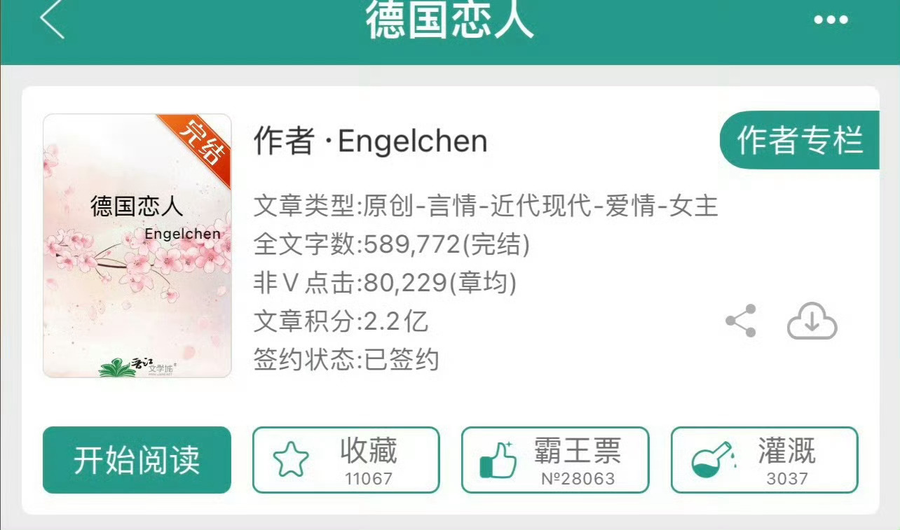 小说推荐：《德国恋人》 作者:Engelchen简评：中国留学生vs德国足球运动