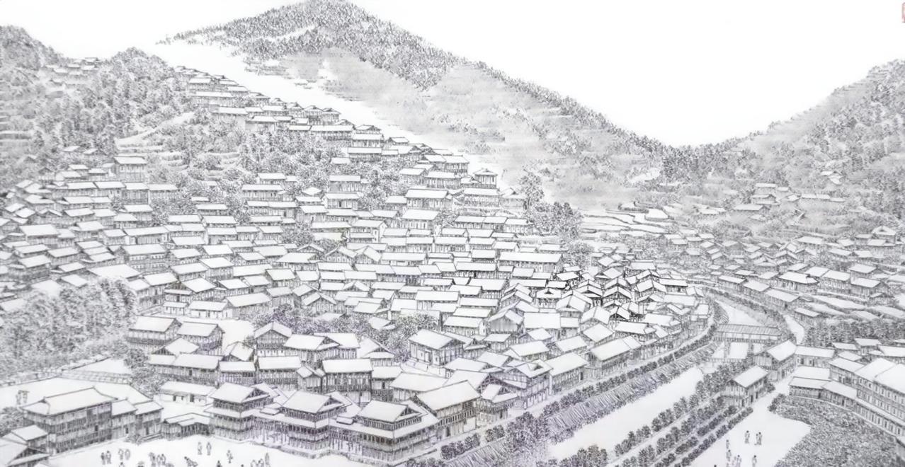 西江千户苗寨，签字笔线描作品，
途虫原创绘画作品，画于十多年前。接下来，我可能会