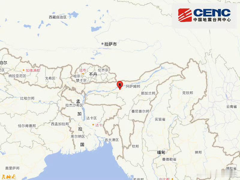 地震快讯中国地震台网正式测定：01月05日06时47分在印度（北纬26.25度，