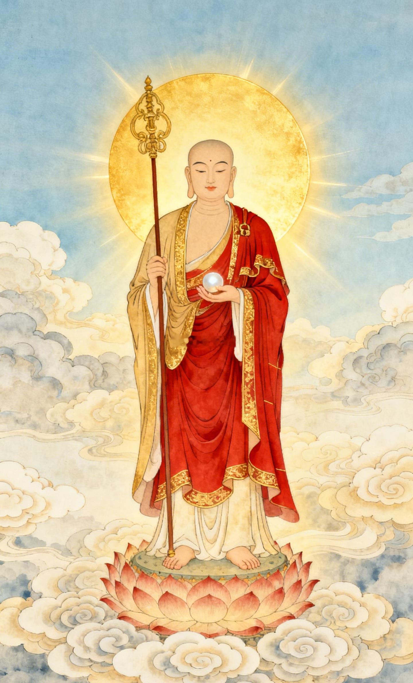 地藏菩萨大愿深重，众生度尽，方证菩提。这般慈悲，今夜也护佑着每一个在难处独自硬撑