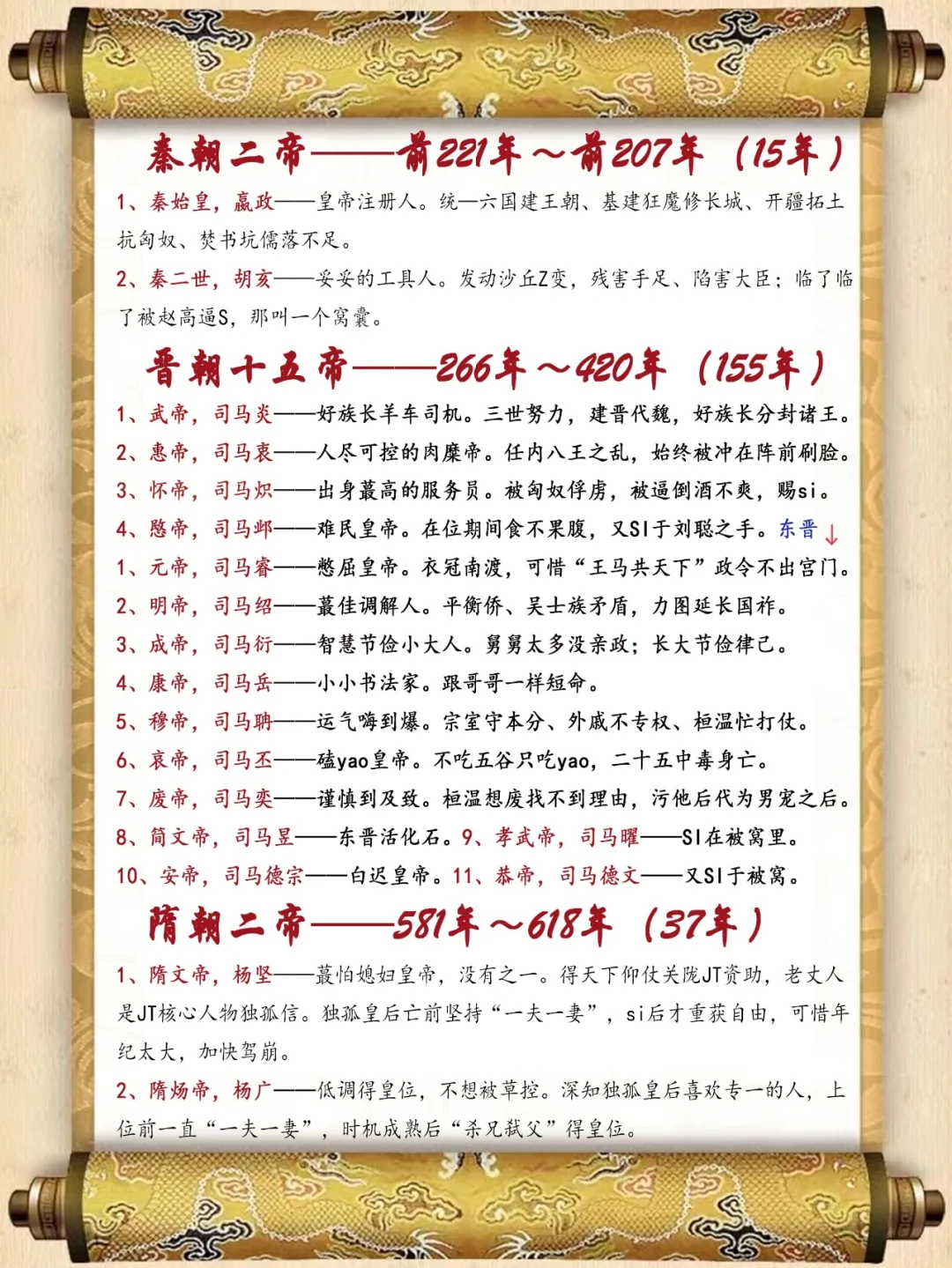 皇榜：标准王朝皇帝合集，熟悉几个❓