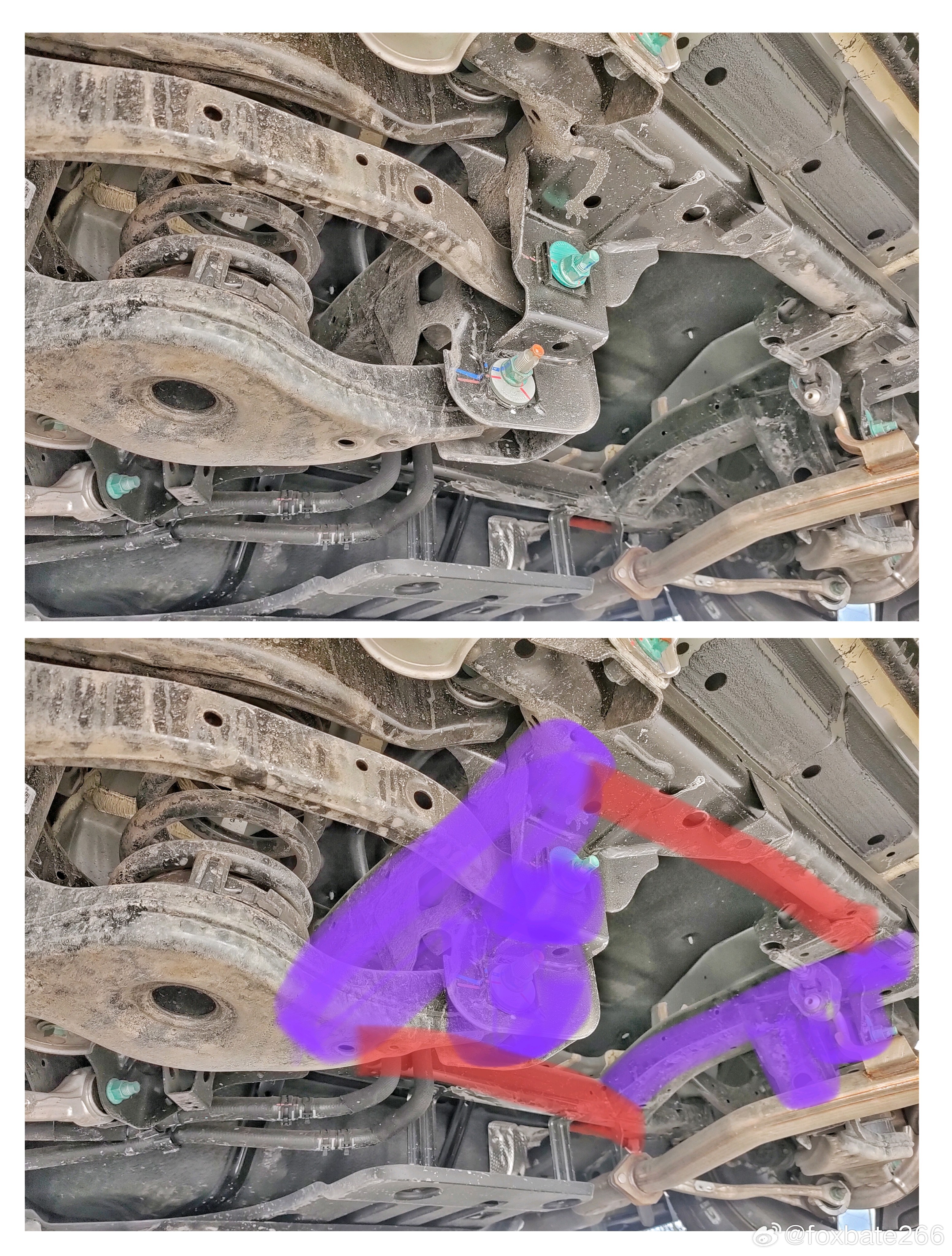 方程豹钛7的“门式”后副车架。。 