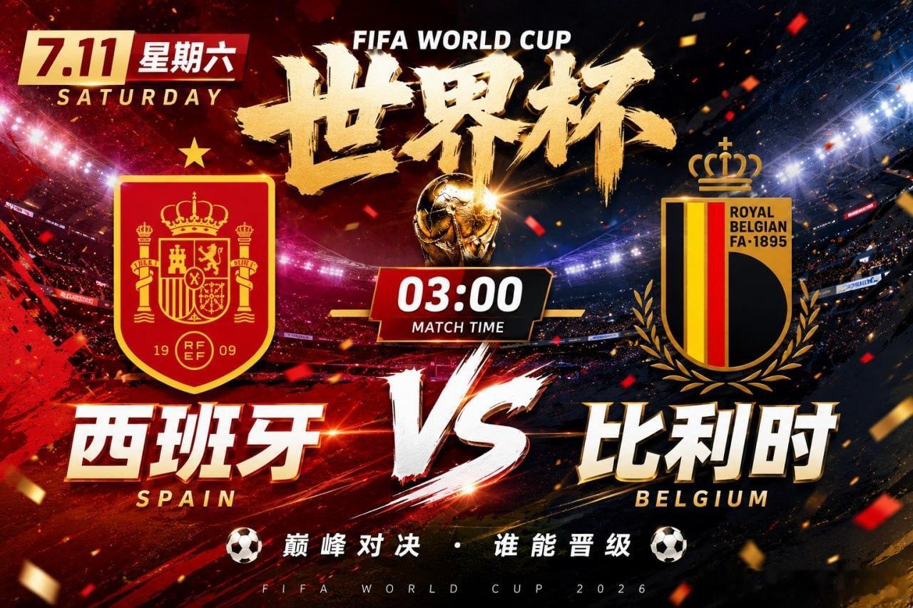 🏆 世界杯半决赛｜巅峰之战📅 7月11日（星期六）⏰ 03:00🇪🇸 西