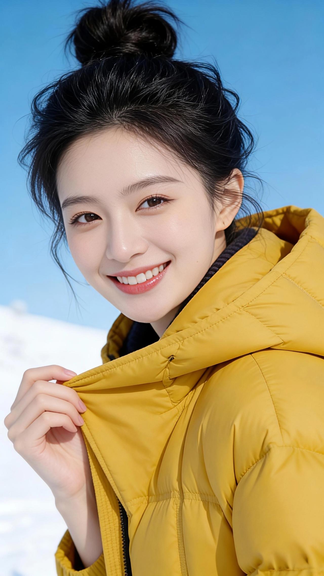 冬日里的黄
 
雪落在北方的原野上，把天地滤成一片干净的蓝。我裹紧身上这件明黄的