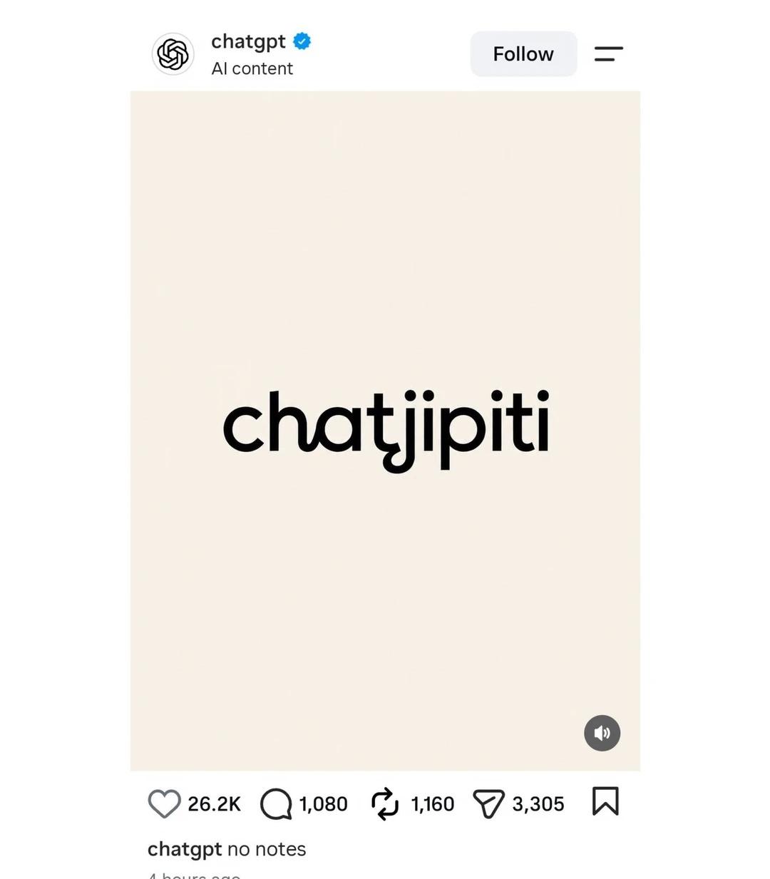 chatgpt官方发了个拼音
神了 ChatGPT的官方账号在ins发了个产品拼