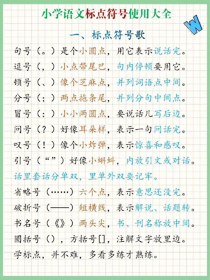 小学语文标点符号使用大全。 ​​​