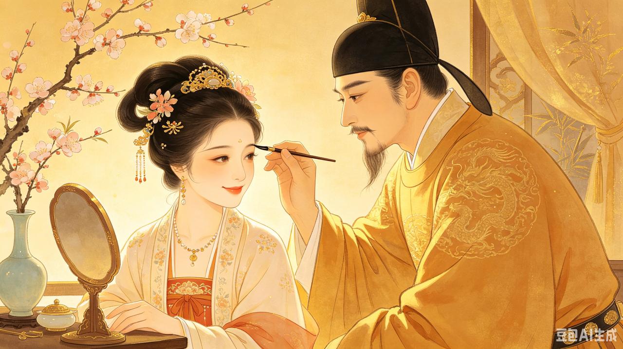 唐宫画眉趣史
 
盛唐风气开明，宫廷之中多清雅趣事，其中唐玄宗与梅妃的画眉逸闻，
