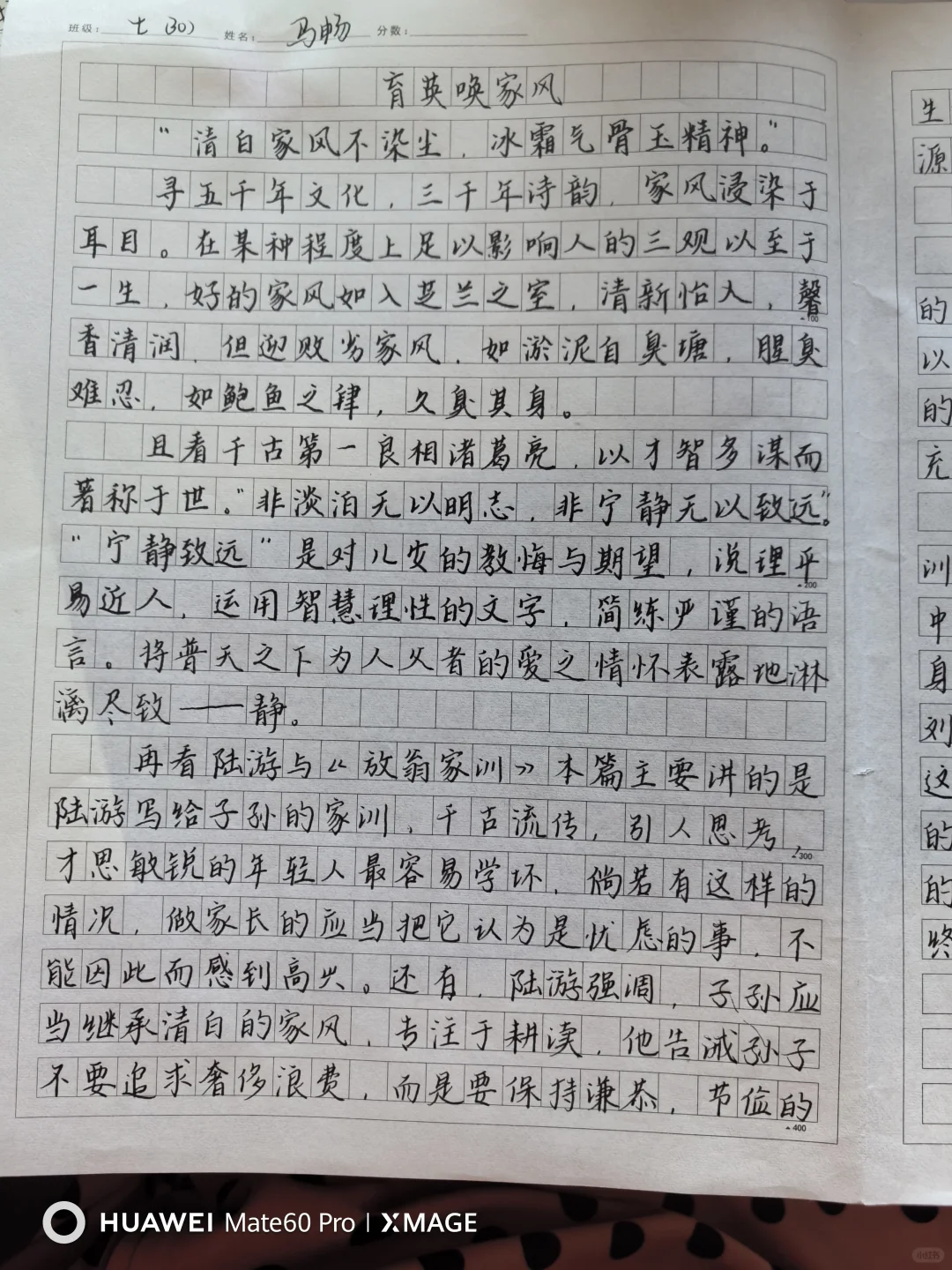 谁能相信这是初一的学生写的作文？