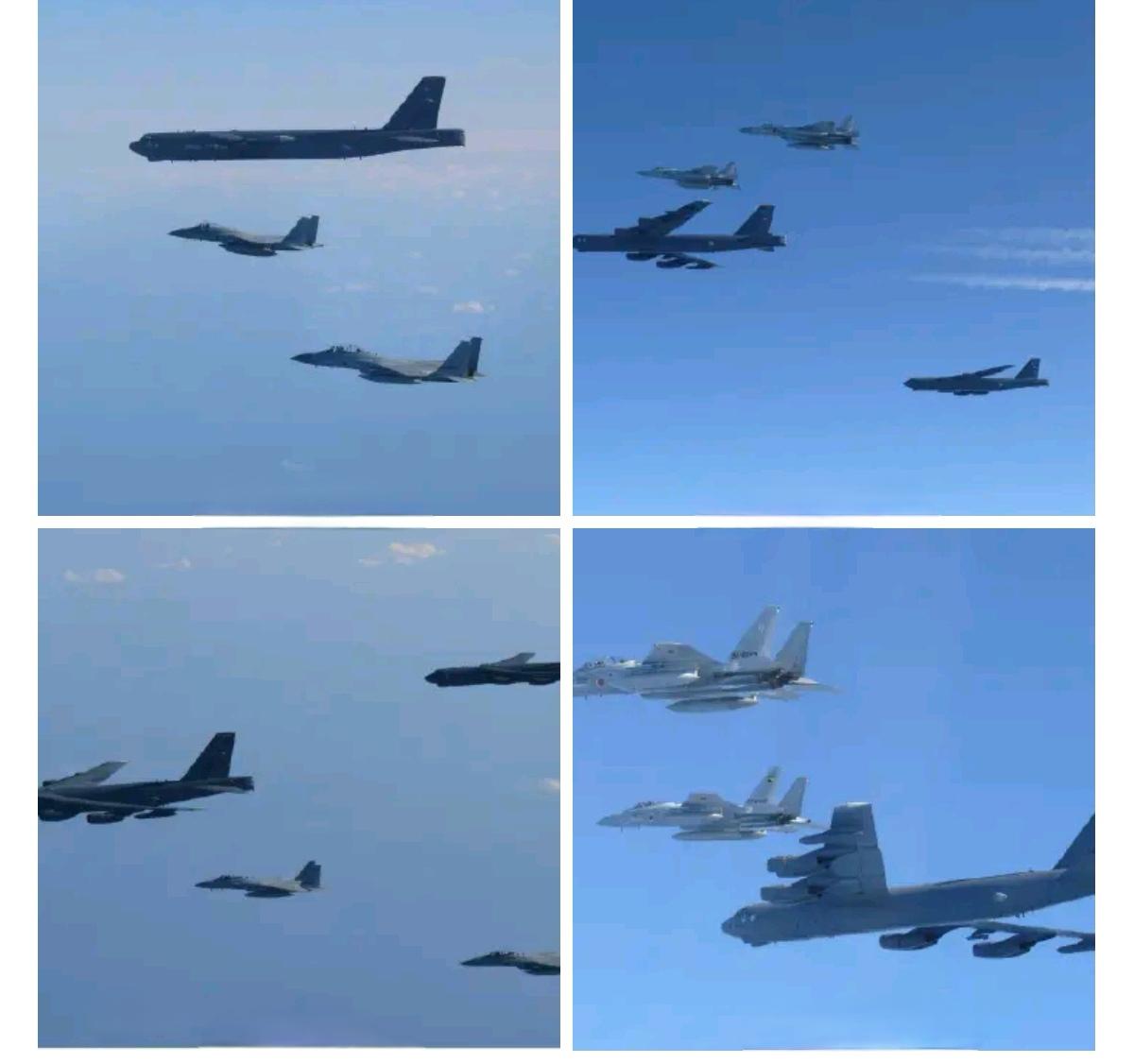 据路透社报道，在中国和俄罗斯近期在东海和西太平洋举行联合演习后，美日两国空军于1