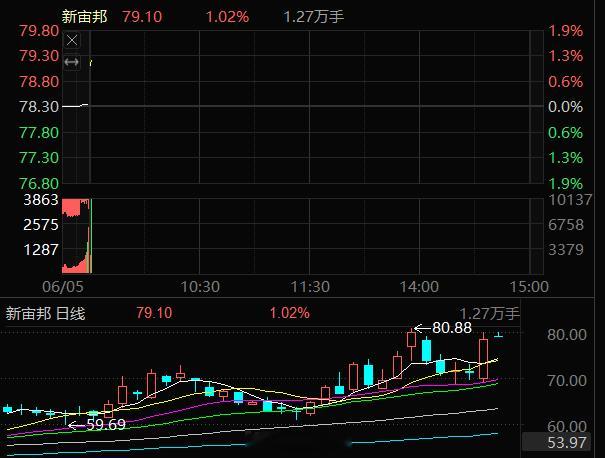 昨天分享的新宙邦300037今天小高开，今天拉高会止盈。