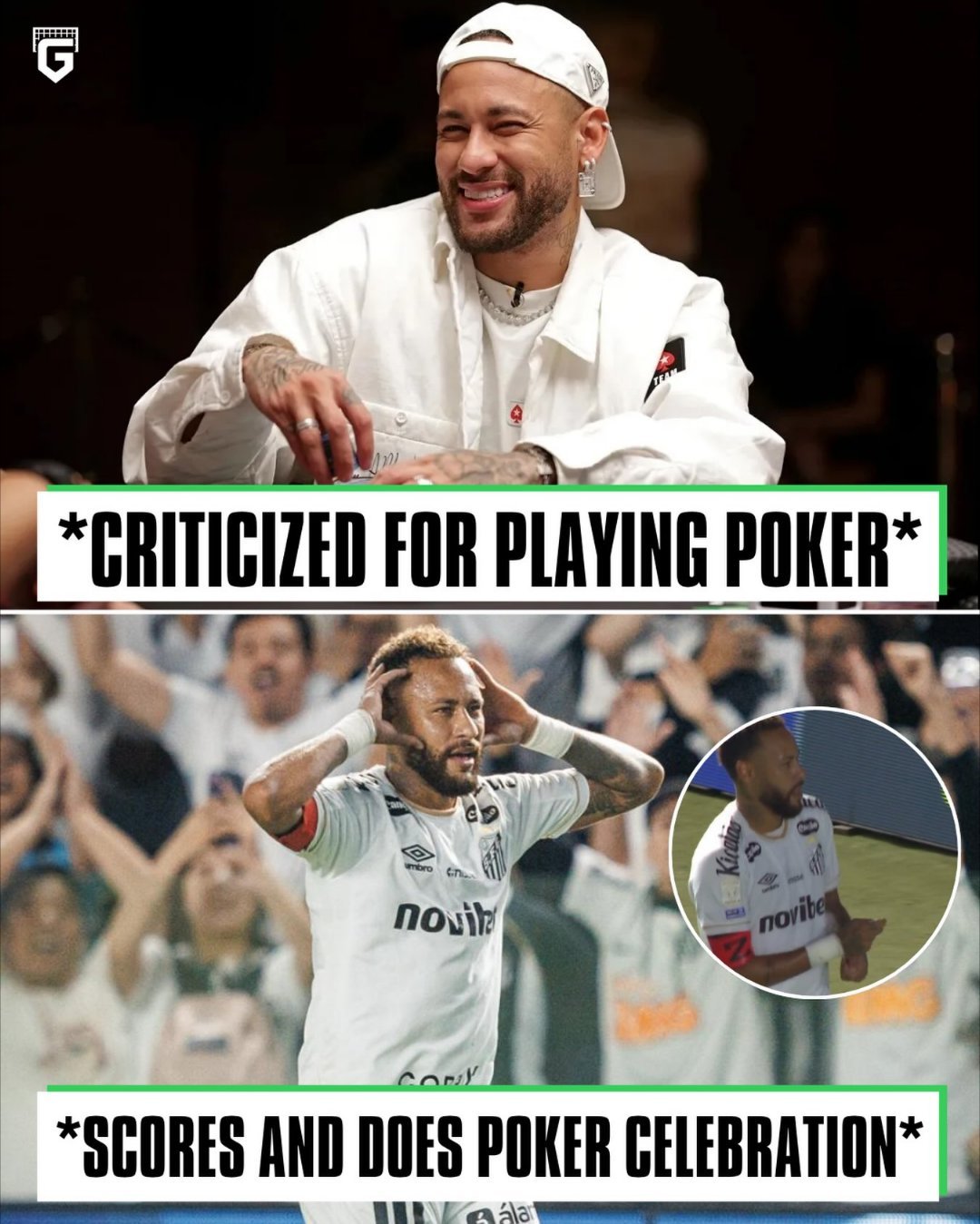neymar 此前内马尔没有跟随桑托斯出征客场，反倒被拍到出席扑克赛事，这件事让
