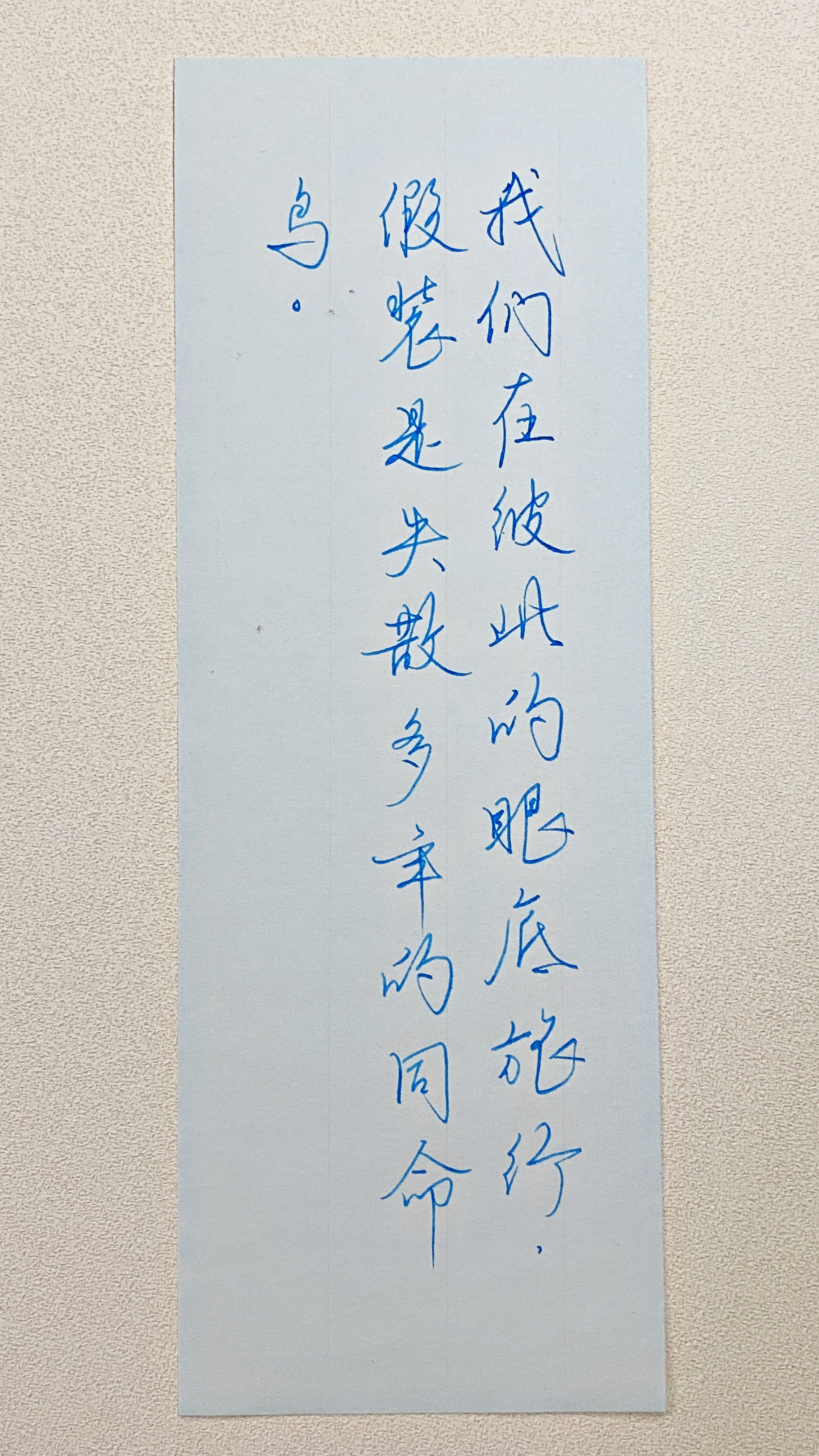 今日作业（2026.8.31）我们在彼此的眼底旅行，假装是失散多年的同命鸟。—简