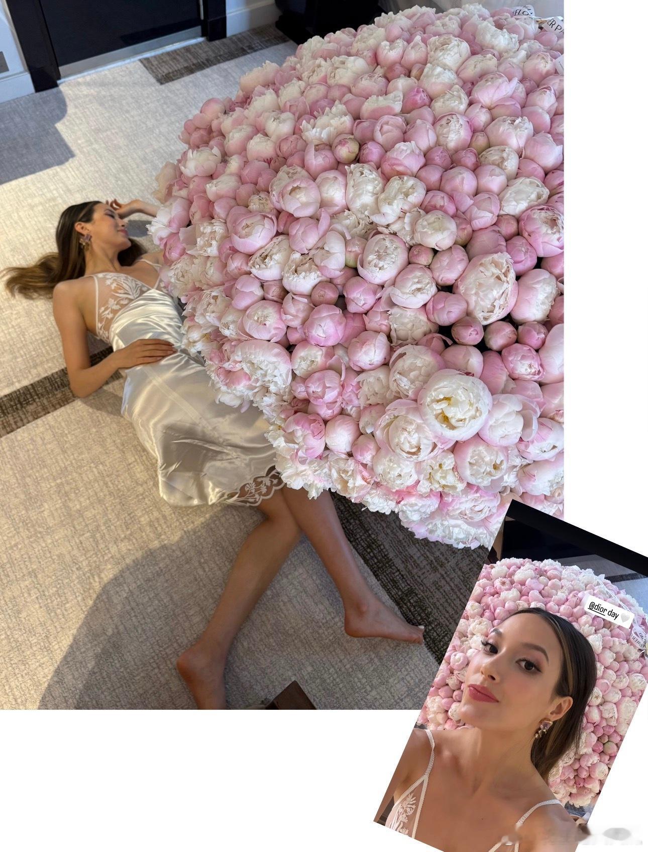 金九 ➕谷爱凌 Dior推封1001朵 粉白色 芍药花  Dior 送的真美丽啊