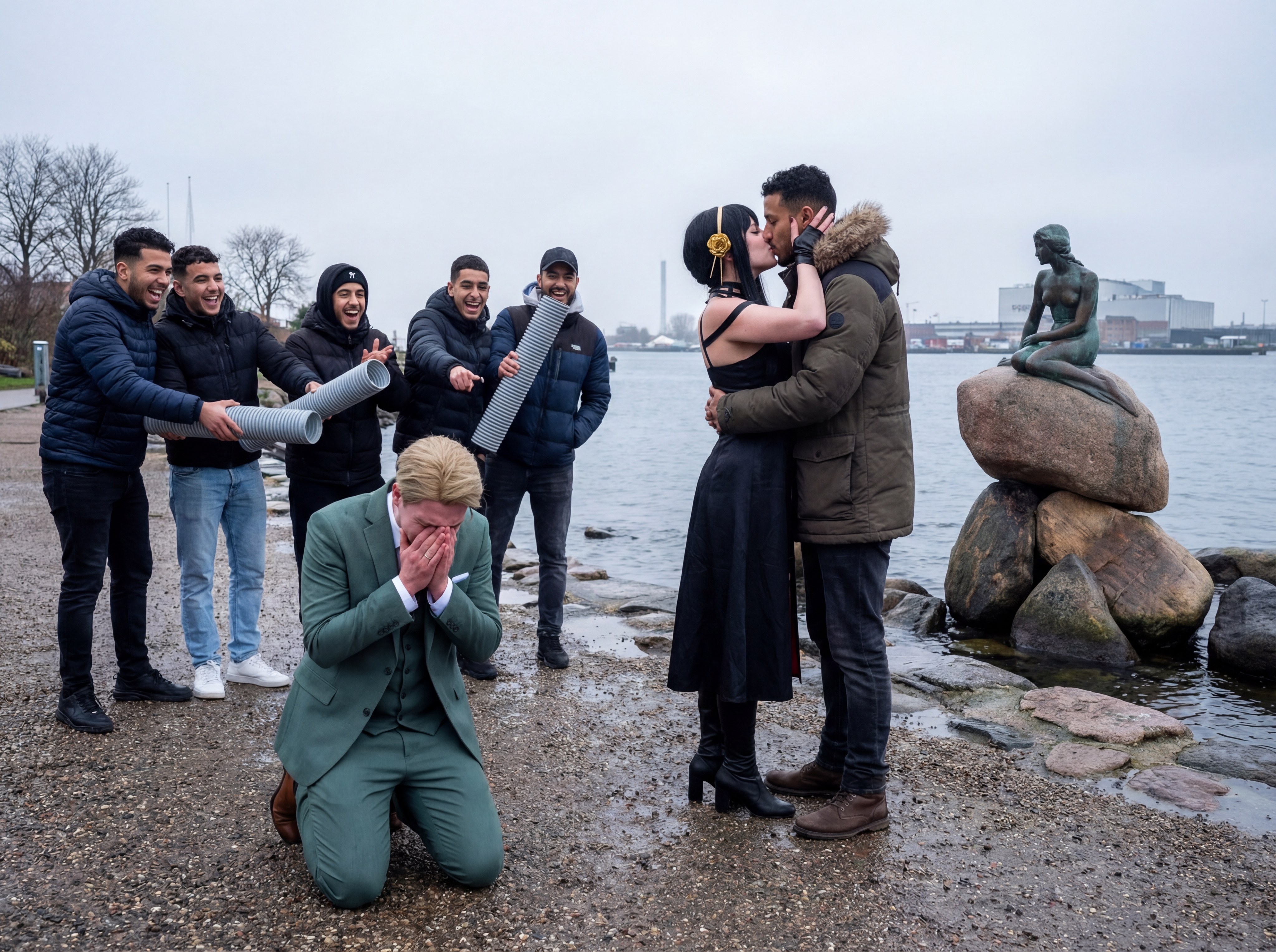 一些德意志南征北战东德余孽做的图“西德人把咖喱香肠倒在桌子上吃” 