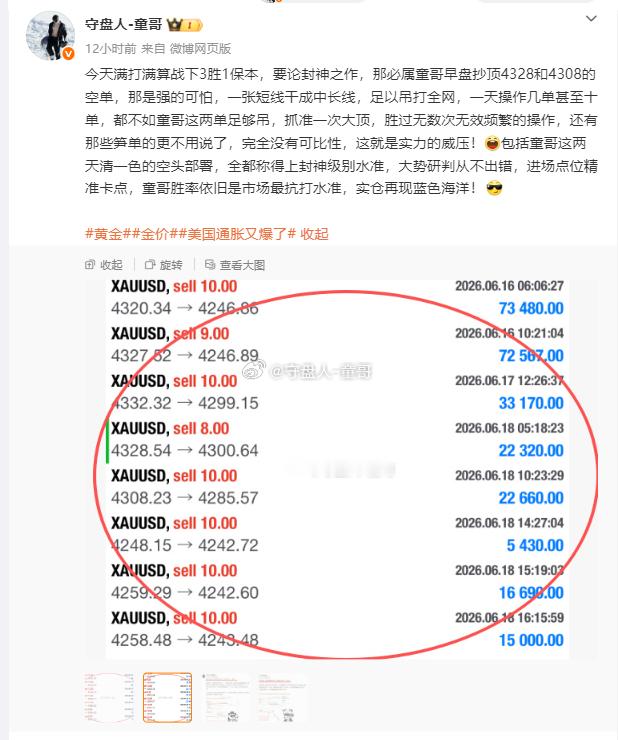 黄金延续跳大水，好多伙伴一觉睡醒感觉天都塌了，这时候就不得不说童哥昨天抄顶432