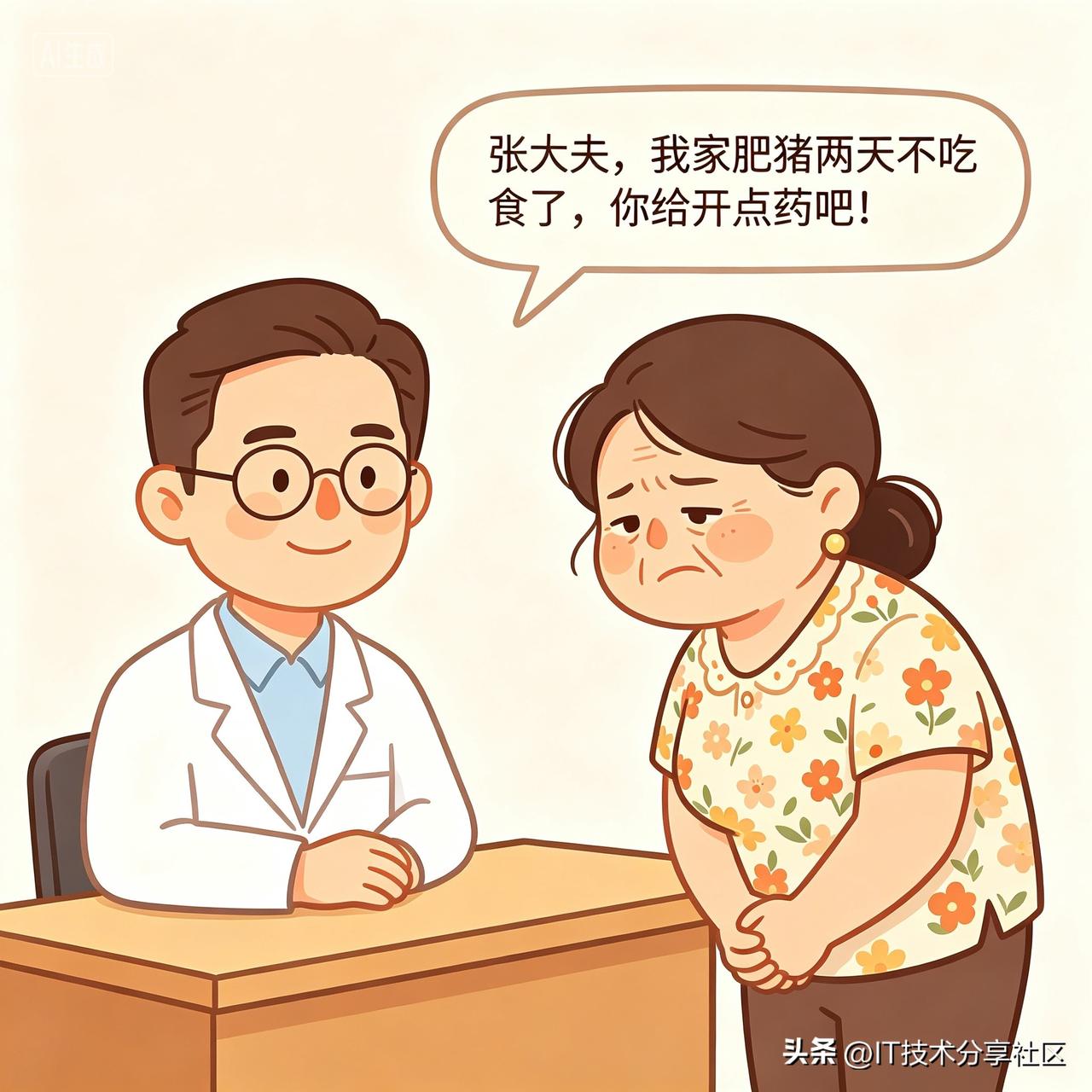每日幽默：开药
卫生所张大夫刚坐到诊桌前，邻居王嫂便来到他面前轻声说：“张大夫，