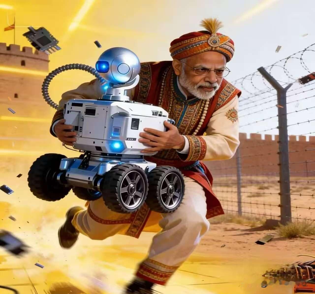 有印度媒体渲染称：“中国部署的边境执勤机器人可能被印度士兵抱走研究！”而中国边防