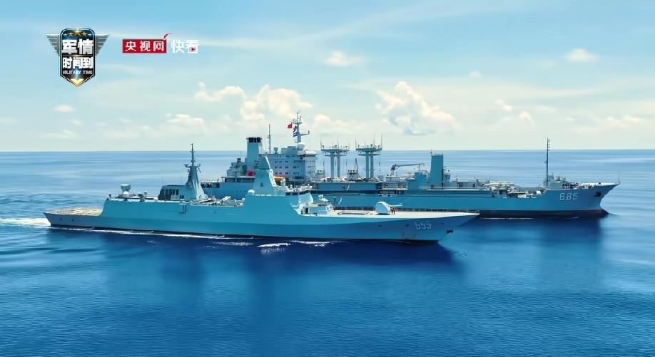 885 青海湖舰908型综合补给舰
舰体原始为苏联15966M型航母配套远洋补给
