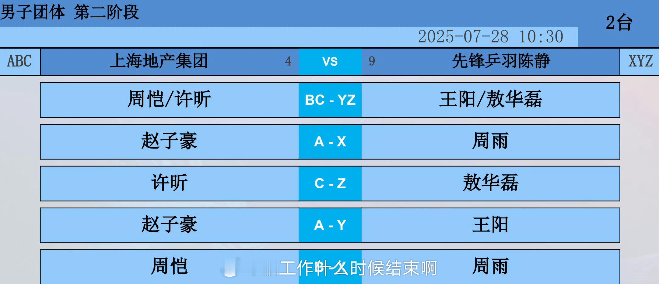 📢上海地产vs先锋乒羽 📍【2025乒超联赛】第二阶段 厦门站✍️上海地产v