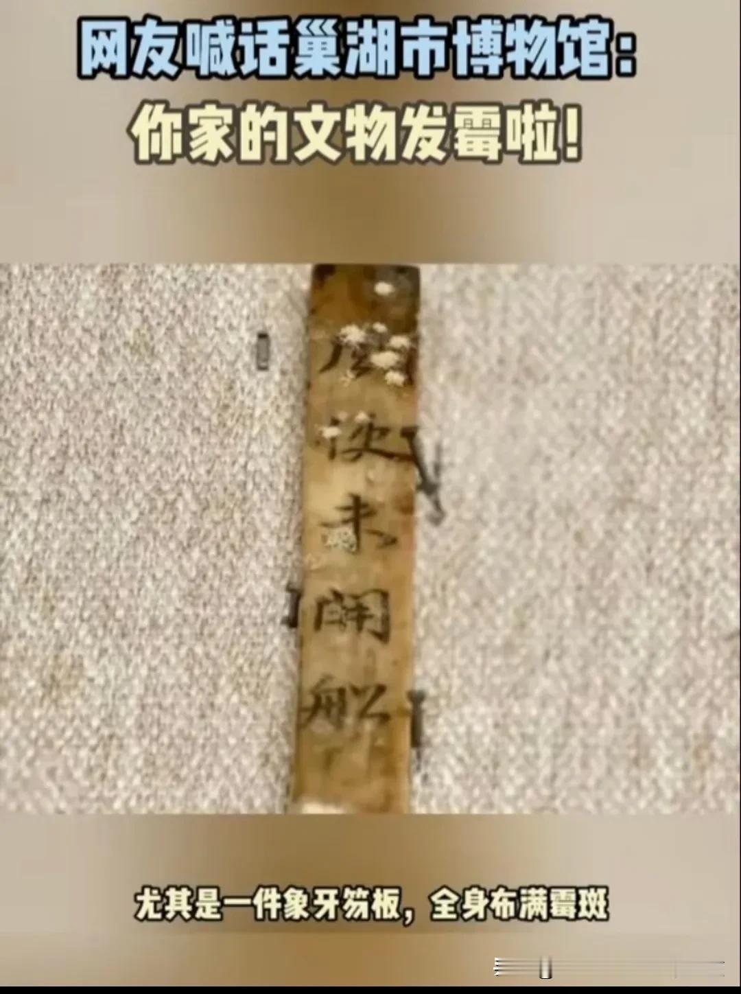 有朋友说：位于合肥的巢湖博物馆的文物发霉了，而且还是古代得象牙制品发霉了？  不