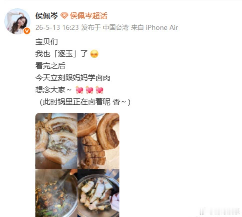 侯佩岑看完逐玉立刻学卤肉侯佩岑也染上逐玉了 侯佩岑也看了逐玉侯佩岑你完了！你染上