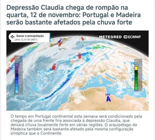 葡萄牙本周强降雨预警
🌧️ 葡萄牙本周强降雨预警｜Depressão Clau